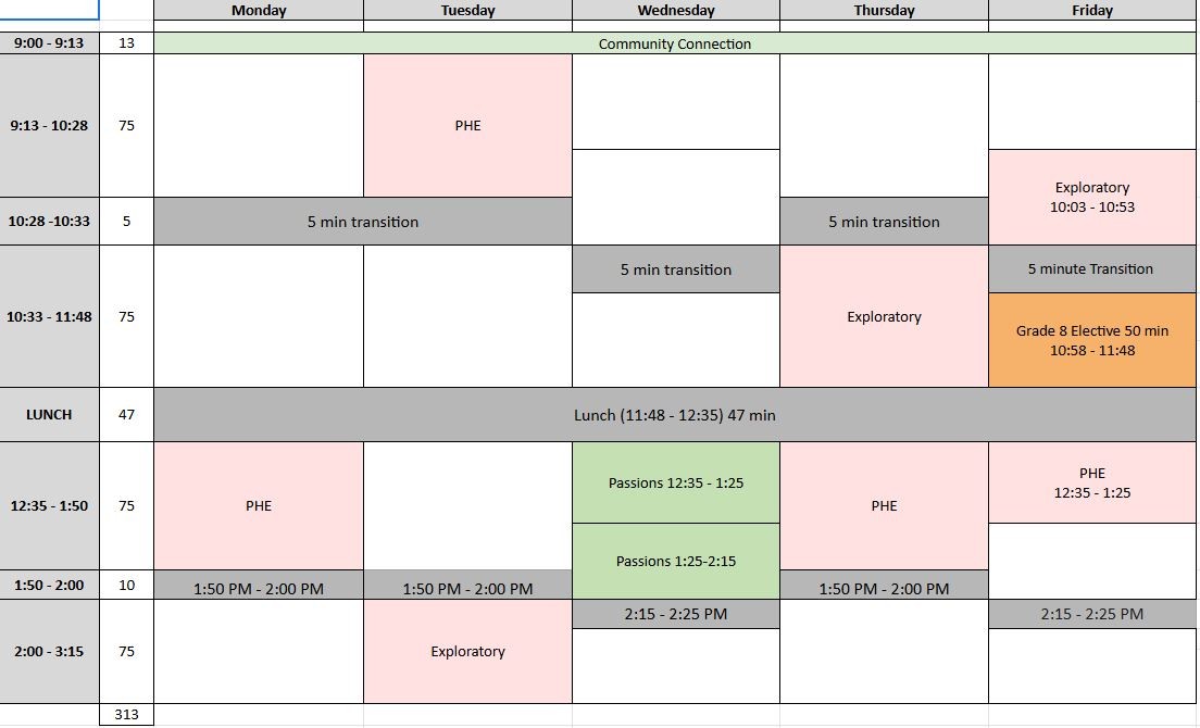 2025 26 sample HMS schedule